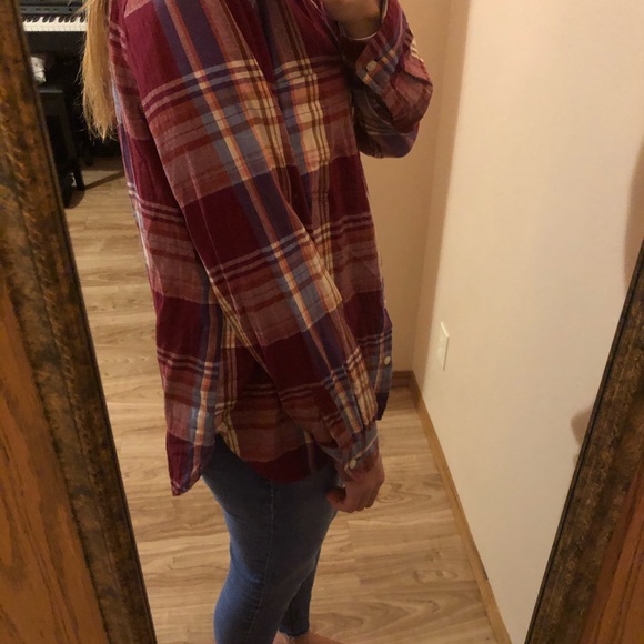 Maroon plaid button down - Picture 2 of 3